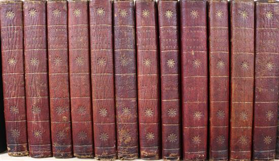 Gibbon, Edward - The History of the Decline and Fall of the Roman Empire, 12 vols, 8vo, ¼ morocco with
